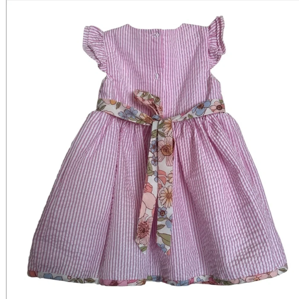 Rare Editions Pink and White Ruffled Tiered Sundress